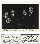 Three Presidents Signed Photo -- Ronald Reagan, Jimmy Carter & Gerald Ford Sign This 10 x 8 Photo